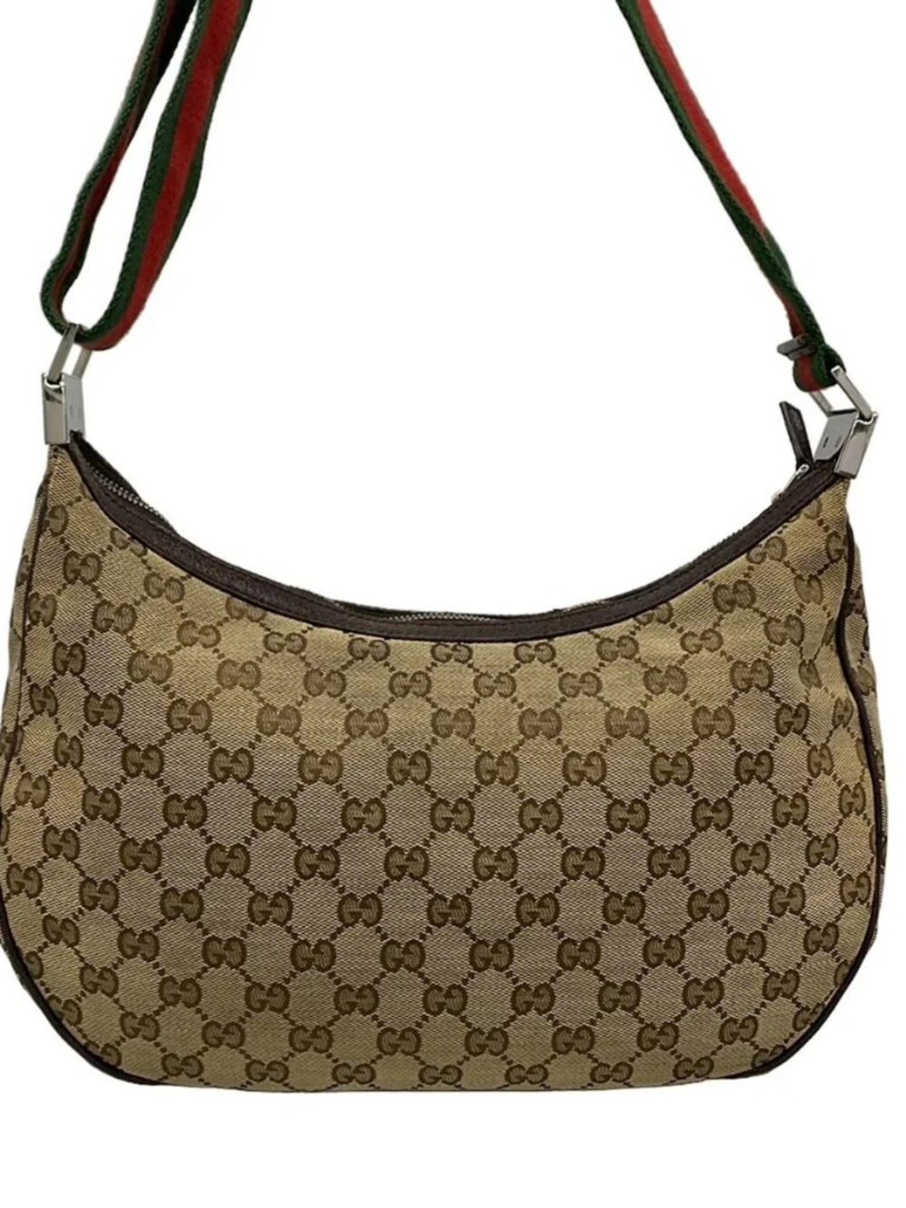 GUCCI GG Pattern, Shelly (Web) Beige Dark Brown Multi Jacquard Leathe - Picture 2 of 14